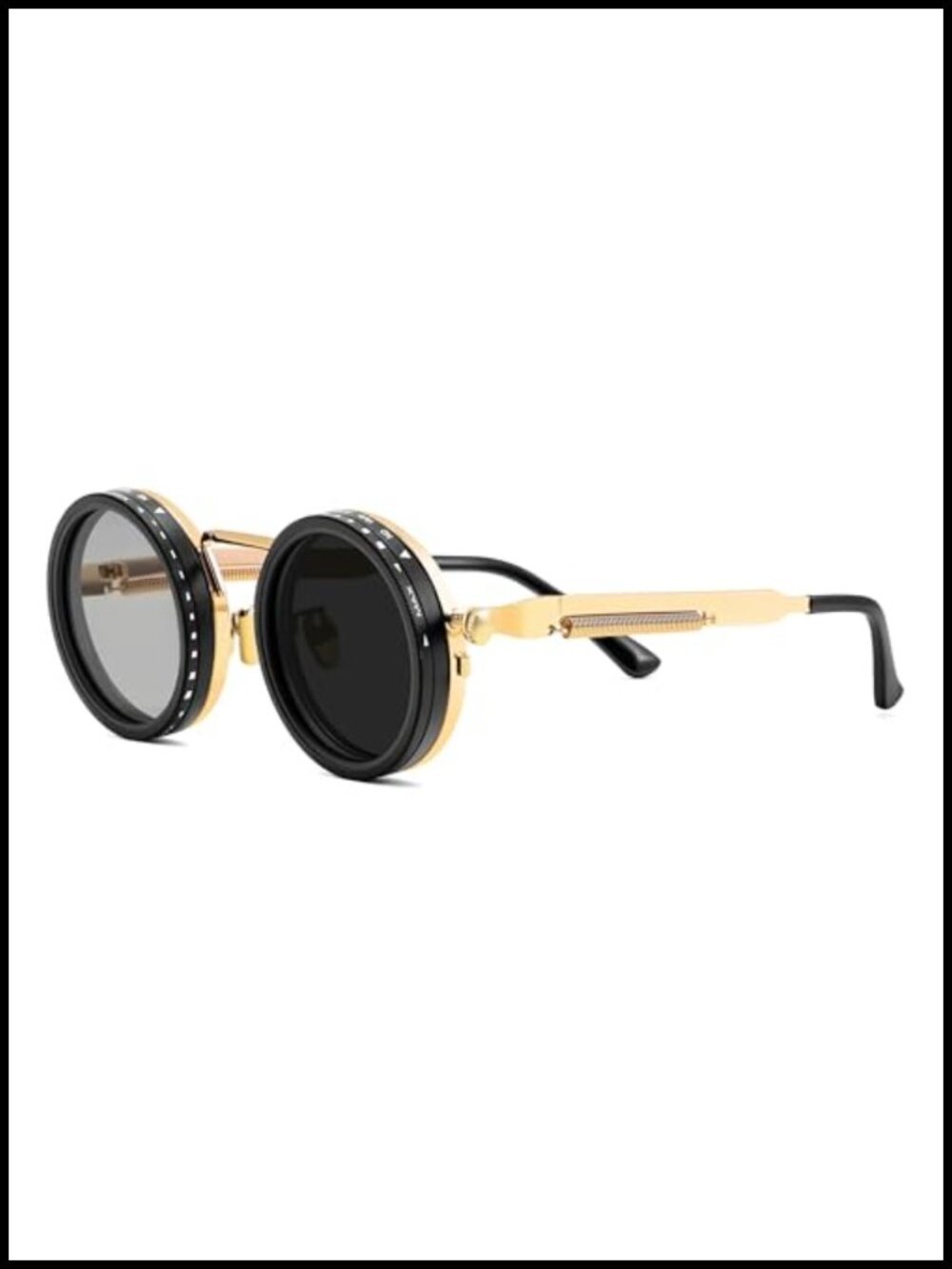 Adjustable Tint Polarized Sunglasses Men 9-Gear Manual Dimming Steampunk Round
